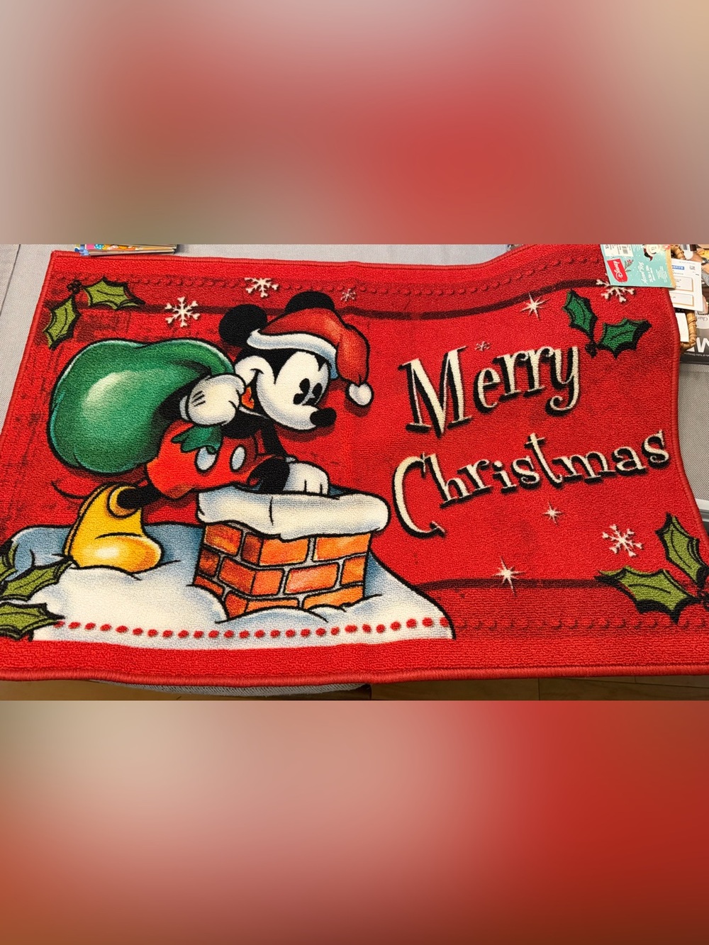Disney Red Mickey Mouse Santa Holiday Mat